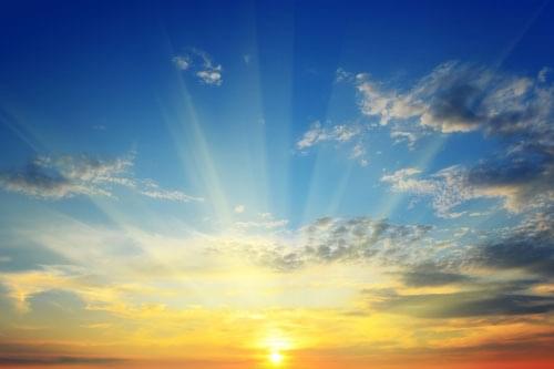 sunrise and blue sky daytime